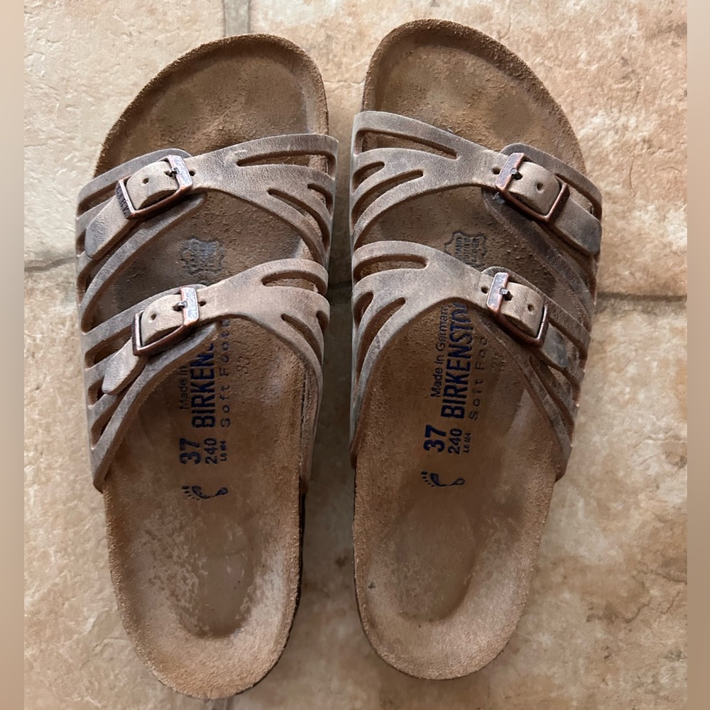 Birkenstock Grenada Soft Footbed Oiled Leather, Tobacco Brown, Size 37 Reg/Wide